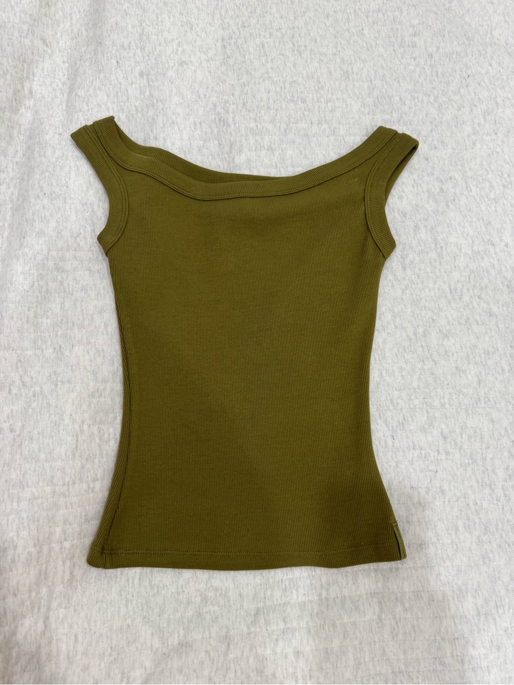 MYOUTFITONLINE OLIVE GREEN OFFSHOULDER TOP